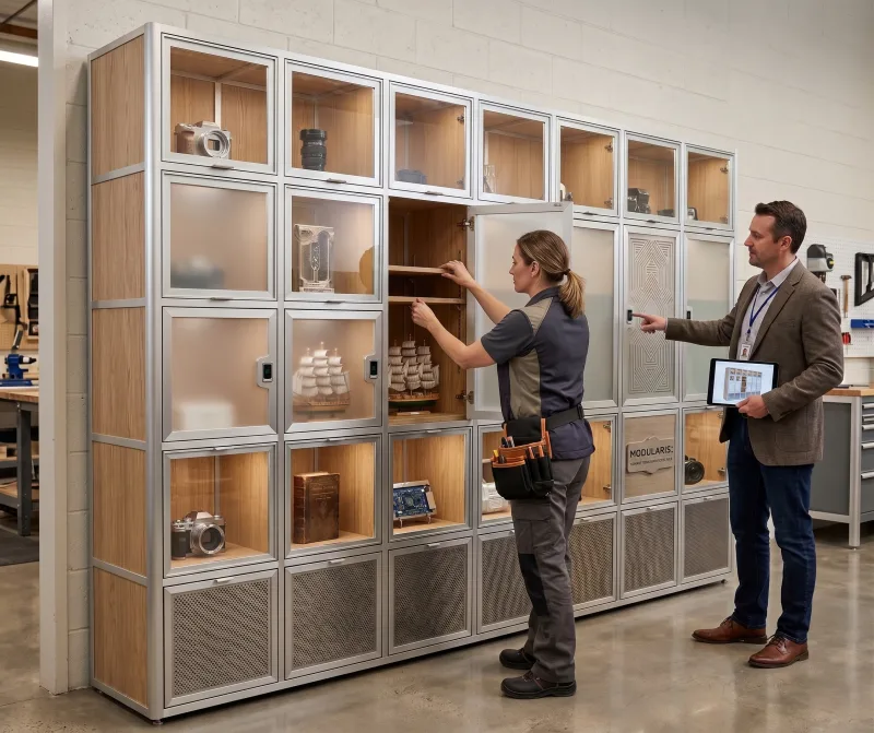 Fabricación de lockers de madera en la planta de LockSteel