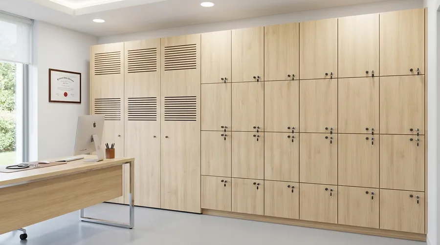 Locker de madera para consultorio médico
