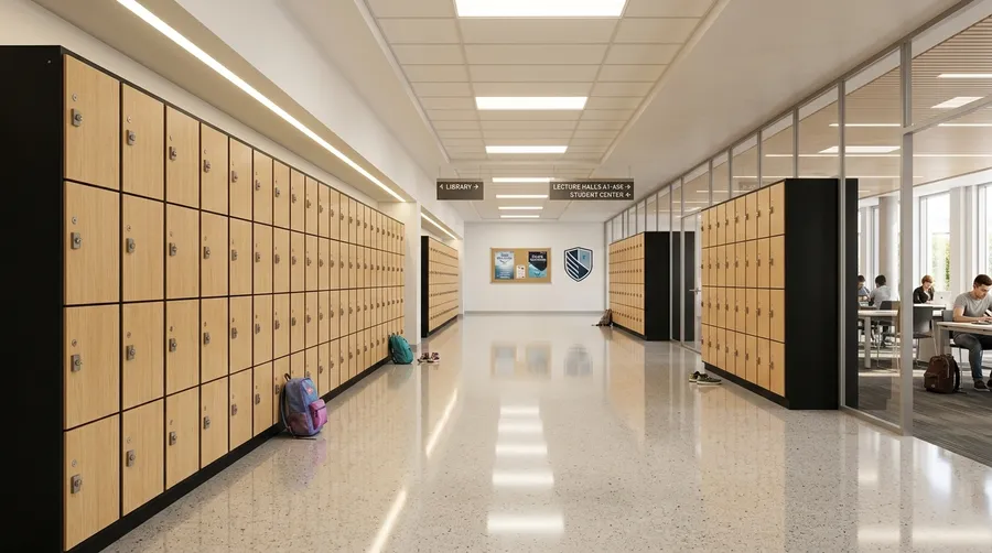 Casilleros escolares de madera en colores institucionales