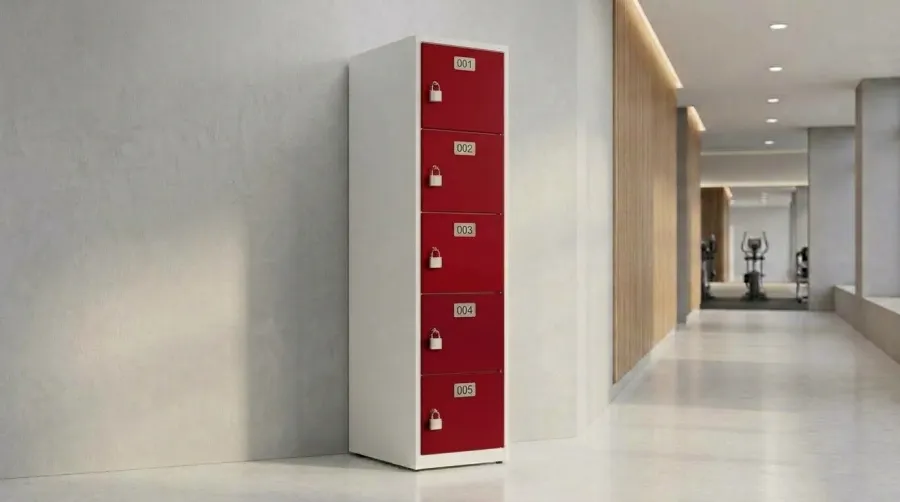 Locker de plástico de 5 puertas en rojo
