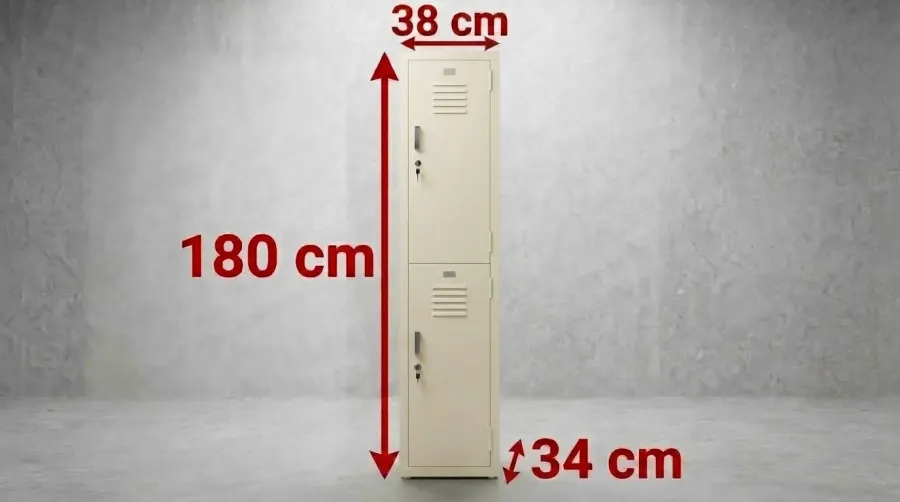 Locker metálico de 2 puertas en color almendra