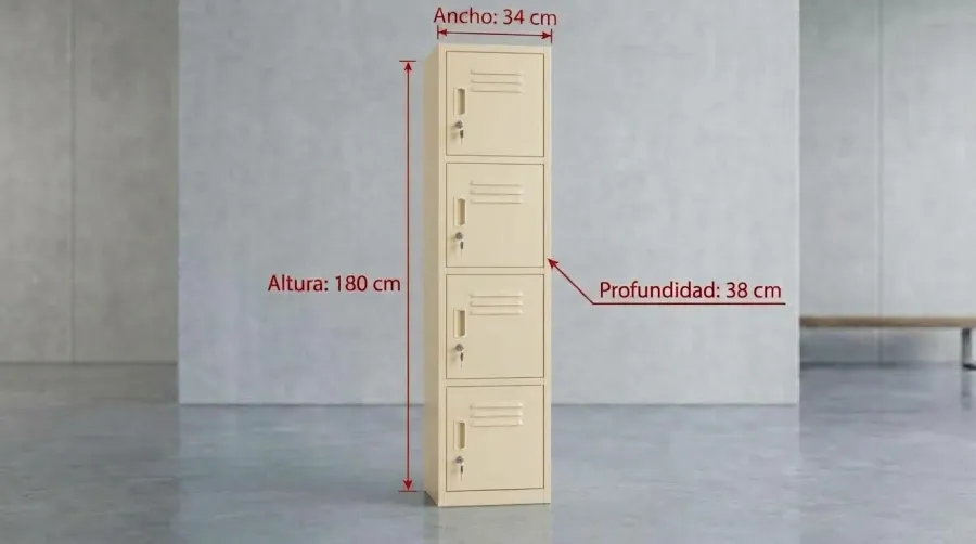 Locker metálico de 4 puertas en color almendra