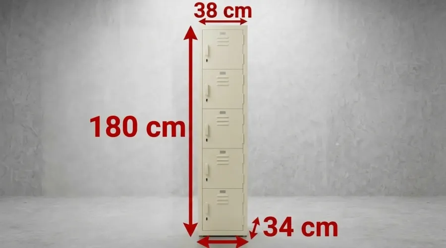 Locker metálico de 5 puertas en color almendra
