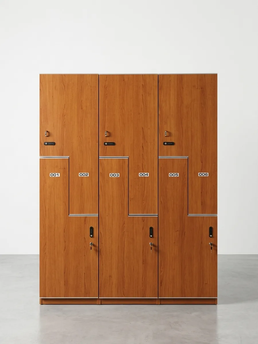 Lockers de madera con diseño escalonado - LockSteel